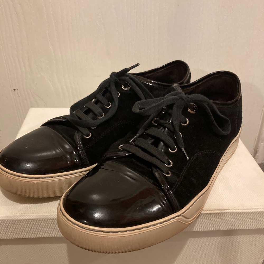 Lanvin Black Suede / Patent Leather Sneakers US 8